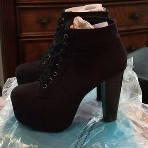 Black Suede Platform Heels